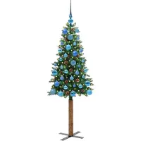 vidaXL Sapin de Noël mince Vert 150 cm PVC et bois de pin massif