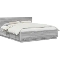 vidaXL Cadre de lit gris Sonoma 200 x 200 cm Bois composite