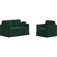 vidaXL Ensemble de canapé 2 pièces, velours vert foncé
