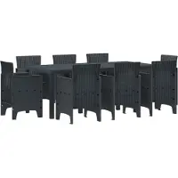 vidaXL Ensemble de jardin pour repas, 9 pièces, anthracite, polypropylène