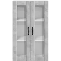 vidaXL Armoire murale en verre LUCCA, gris béton, 60 x 31 x 100 cm, aggloméré