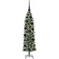 vidaXL Arbre de Noël artificiel élancé vert et blanc 120 cm