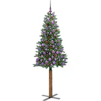 vidaXL Sapin de Noël mince Vert 180 cm PVC et bois de pin massif
