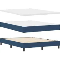 vidaXL Lit boxspring avec bandes lumineuses LED bleues, 140 x 200 cm, tissu