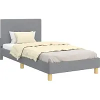 vidaXL Sommier de lit d'enfant avec tête de lit gris clair 90 x 190 cm Tissu