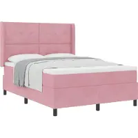 vidaXL Lit boxspring avec tête de lit rose 160 x 200 cm velours