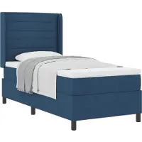 vidaXL Lit boxspring avec matelas et tête de lit Bleu 200 x 90 cm Tissu