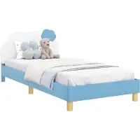 vidaXL Cadre de lit d'enfant avec tête de lit Bleu 90 x 200 cm PU