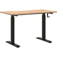 vidaXL Bureau noir et naturel 120 x 60 cm chêne massif