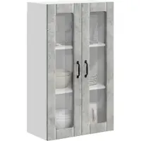 vidaXL Armoire murale en verre LUCCA, gris béton, 60 x 31 x 100 cm, aggloméré