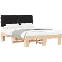 vidaXL Cadre de lit avec tête de lit rembourrée noir 140 x 190 cm