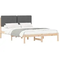 vidaXL Cadre de lit avec tête de lit rembourrée gris foncé 160 x 200 cm