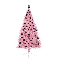 vidaXL Sapin de Noël artificiel pré-éclairé Rose 180 cm PVC