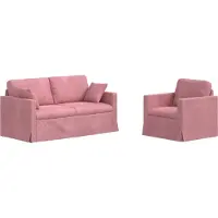 vidaXL Ensemble de canapé , 2 pièces, couleur rose, revêtement en velours