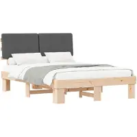 vidaXL Cadre de lit avec tête de lit rembourrée gris foncé 150 x 200 cm