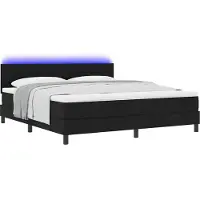 vidaXL Lit boxspring avec matelas et LED Noir 180 x 200 cm Tissu