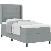 vidaXL Lit boxspring avec matelas, gris clair, 200 x 90 cm, tissu