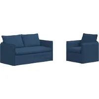 vidaXL Canapé 140cm 2 pcs Bleu Mét¿¿