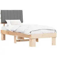 vidaXL Cadre de lit avec tête de lit rembourrée gris clair 75 x 190 cm