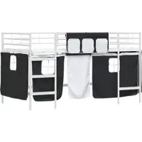 vidaXL Lits superposés pour enfants avec rideaux, blanc uni et noir