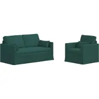 vidaXL Canapé 2 pcs Vert foncé Mét¿¿