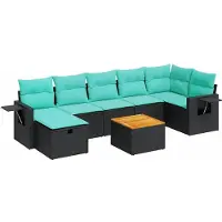 vidaXL Ensemble de jardin canapé 8 pièces avec coussins noir poly rotin
