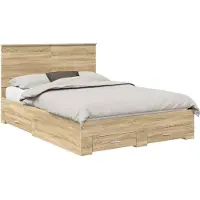 vidaXL Cadre de lit avec tête de lit Chêne Sonoma 135 x 190 cm Bois composite