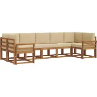 vidaXL Ensemble de canapés d'extérieur avec coussins 7 pièces Nature et Beige