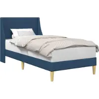 vidaXL Cadre de lit avec tête de lit Bleu 100 x 200 cm Tissu