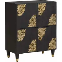 vidaXL Buffet avec étagère noir 60 x 33 x 75 cm bois massif mangue