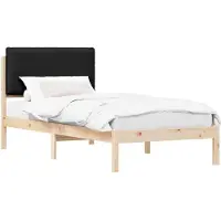 vidaXL Cadre de lit avec tête de lit rembourrée noir 75 x 190 cm