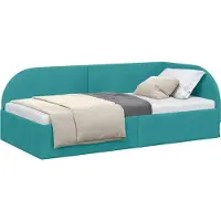 vidaXL Sommier d'angle avec tête de lit turquoise 100 cm x 200 cm velours