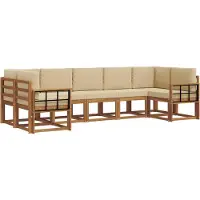 vidaXL Ensemble de canapés d'extérieur avec coussins 7 pièces Nature et Beige