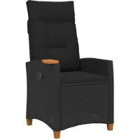 vidaXL Chaise longue avec repose-pieds Noir 62 x 64 x 112 cm Poly-rotin