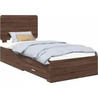 vidaXL Cadre de lit brun imitation chêne 75 x 190 cm Matériau dérivé du bois