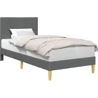 vidaXL Cadre de lit avec tête de lit gris foncé 90 x 190 cm Tissu