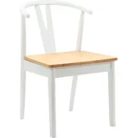 vidaXL - 2 chaises de salle à manger, en bois d'hévéa massif, blanches et naturelles