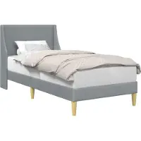 vidaXL Cadre de lit uni avec tête de lit, gris clair, 90 x 200 cm, tissu