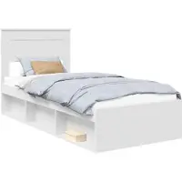 vidaXL Cadre de lit avec tête de lit Blanc 100 x 200 cm Pin massif