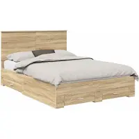 vidaXL Cadre de lit avec tête de lit Chêne Sonoma 150 x 200 cm Bois composite