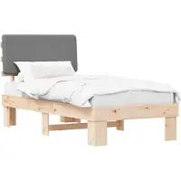 vidaXL Cadre de lit avec tête de lit rembourrée gris clair 75 x 190 cm
