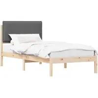 vidaXL Cadre de lit avec tête de lit rembourrée gris foncé 90 x 190 cm
