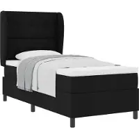 vidaXL Lit boxspring avec tête de lit noir 90 x 200 cm Tissu