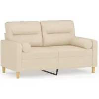 vidaXL Canapé 2 places avec oreillers décoratifs crème 120 cm tissu
