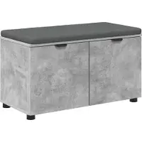 vidaXL Banc d'entrée avec coussin Gris béton 80 x 38 x 46 cm