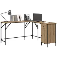 vidaXL Bureau , style artisan, bois imitation chêne, 141 x 141 x 75 cm