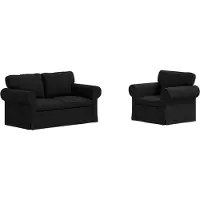 vidaXL Ensemble de canapé , 2 pièces, couleur noire, revêtement en tissu