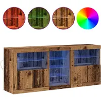 vidaXL LED Buffet en vieux bois 162 x 37 x 67 cm Matériau dérivé du bois