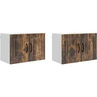vidaXL Armoire murale PORTO, 2 pièces, bois composite imitation chêne fumé