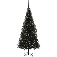 vidaXL Sapin de Noël avec 300 LED avec support Noir 180 cm PVC